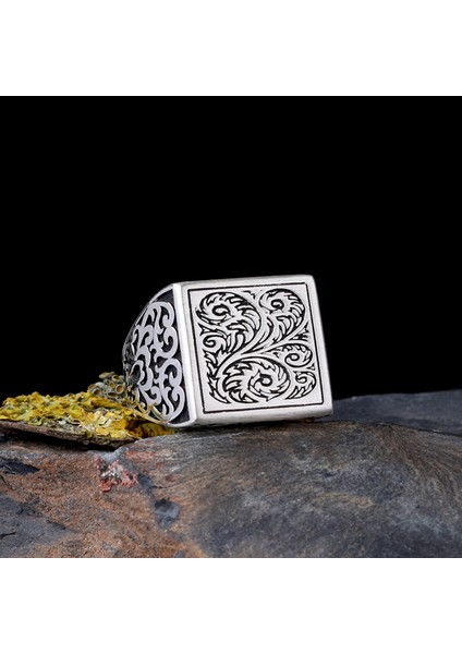 925 Ayar Gümüş Otantik Desen Motifli Erkek Yüzük modelleri