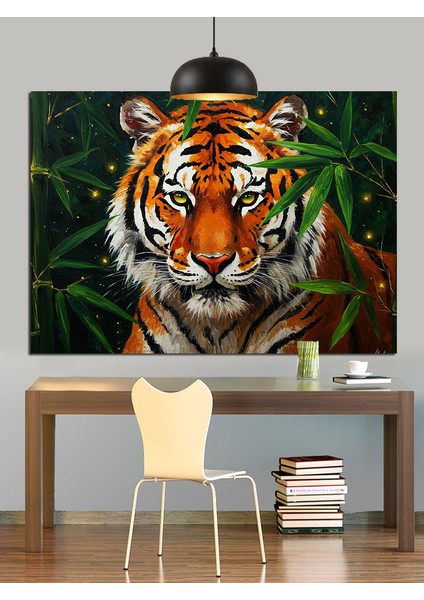 Kaplan Yüzü Yakın Çizim Dekoratif Kanvas - Mdf Ahşap Tablo