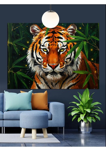 Kaplan Yüzü Yakın Çizim Dekoratif Kanvas - Mdf Ahşap Tablo fiyatları