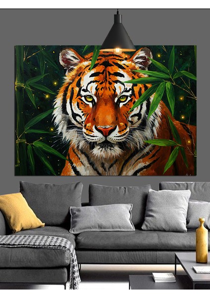 Kaplan Yüzü Yakın Çizim Dekoratif Kanvas - Mdf Ahşap Tablo fırsatları