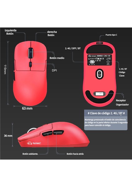 Freewolf A6 Kablosuz Oyuncu Mouse PAW3311 1000 Hz 24000 Dpı Profesyonel Bluetooth Üç Modlu Bağlantı indirimleri