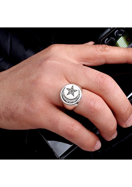 925 Ayar Gümüş Ayyıldız Model Erkek Yüzük