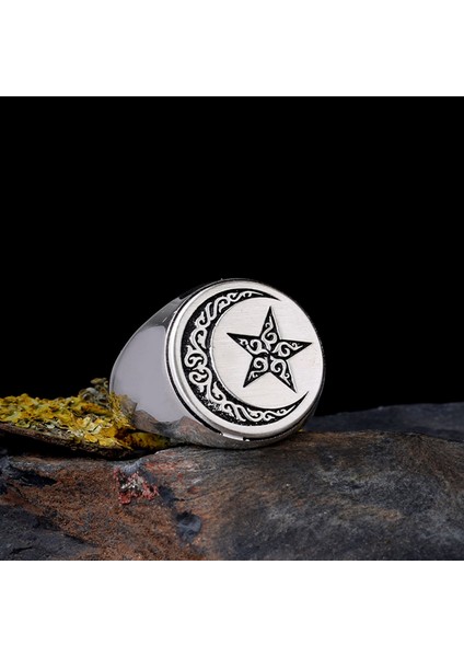 925 Ayar Gümüş Ayyıldız Model Erkek Yüzük modelleri
