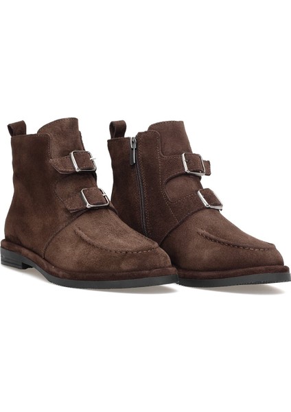 Elit Zafira Kadın Hakiki Süet Deri Düz Bot Kahverengi fırsatları
