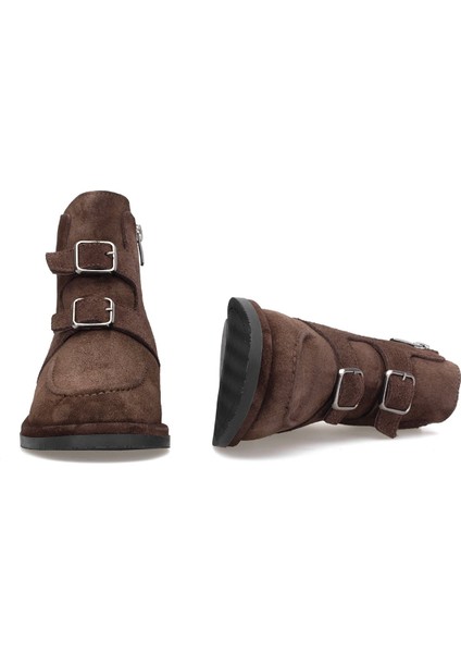 Elit Zafira Kadın Hakiki Süet Deri Düz Bot Kahverengi indirimleri