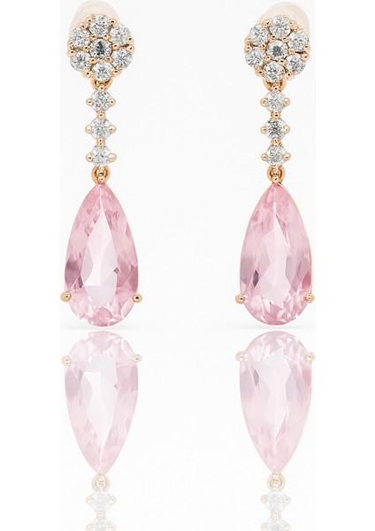 18K Rose Gold Plated Fiore Rosa Drop Küpe fiyatları