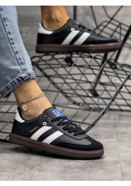 Bağcıklı Unisex Spor Sneaker Ayakkabı-Siyah-Beyaz