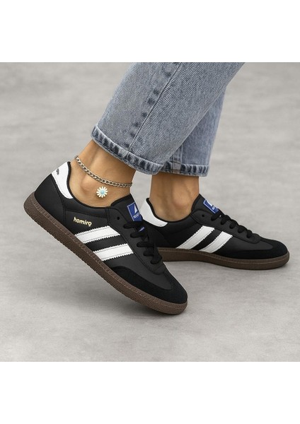 Bağcıklı Unisex Spor Sneaker Ayakkabı-Siyah-Beyaz fırsatları