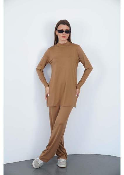 Viskon Tunik ve Pantolon Takım-Tarçın