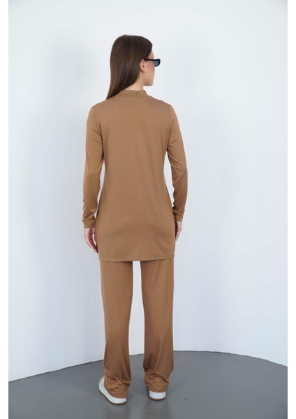 Viskon Tunik ve Pantolon Takım-Tarçın
