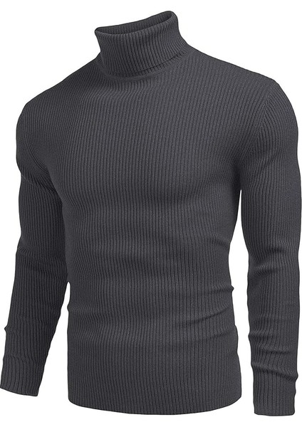 Erkek Boğazlı Slim Fit Triko Kazak – Basic Esnek Kışlık Model