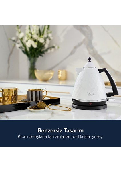 Brillante 1,7 Lt Su Isıtıcı - Paslanmaz Çelik Gövde, Otomatik Kapanma Özelliği, Hızlı Isıtma, 360° Dönebilir Taban, Beyaz Renk