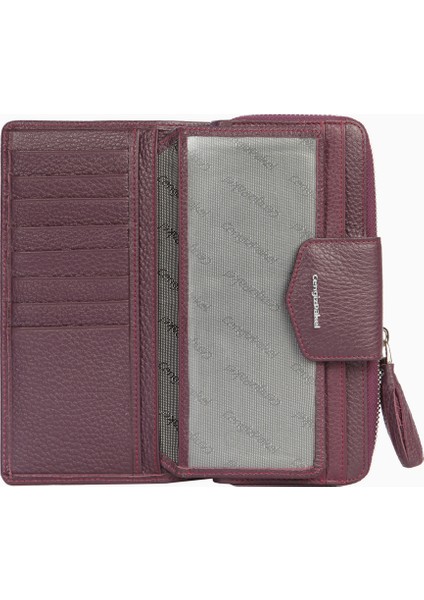 Hakiki Deri Kadın Cüzdan - 65133 - Mürdüm fırsatları