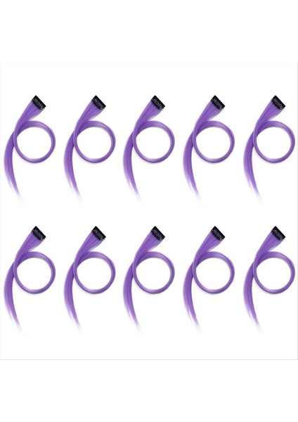 10PCS Gökkuşağı Kız Vurguladı Saç Uzatma Saç Tokası Uzun Düz Saç Klip Saçları Için Süslenebilir Saç Lila (Yurt Dışından)