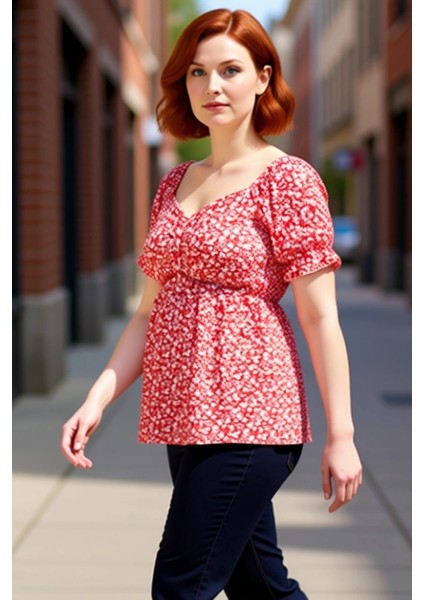 Kadın Kalp Yaka Kısa Kollu Örme Bluz Günlük Kullanıma Uygun Kaliteli Şık Rahat Modern Zarif modelleri