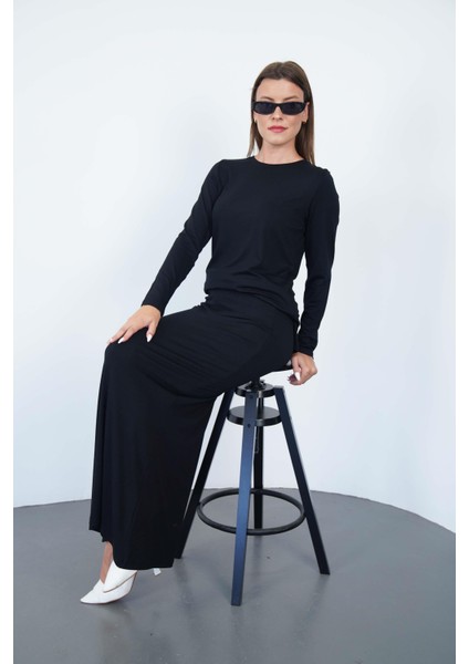 Viskon Tunik & Etek Takım-Siyah modelleri