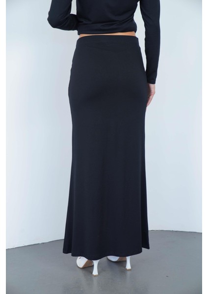 Viskon Tunik & Etek Takım-Siyah