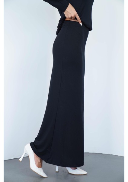 Viskon Tunik & Etek Takım-Siyah