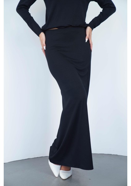 Viskon Tunik & Etek Takım-Siyah