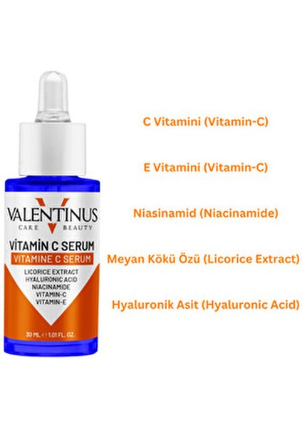 Vitamin C Serum Cilt Aydınlatıcı ve Nemlendirici 30 ml Tüm Cilt Tiplerine Uygun fırsatları