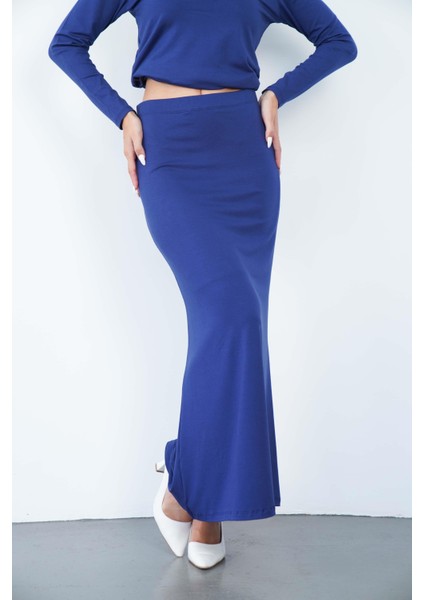 Viskon Tunik & Etek Takım-Lacivert