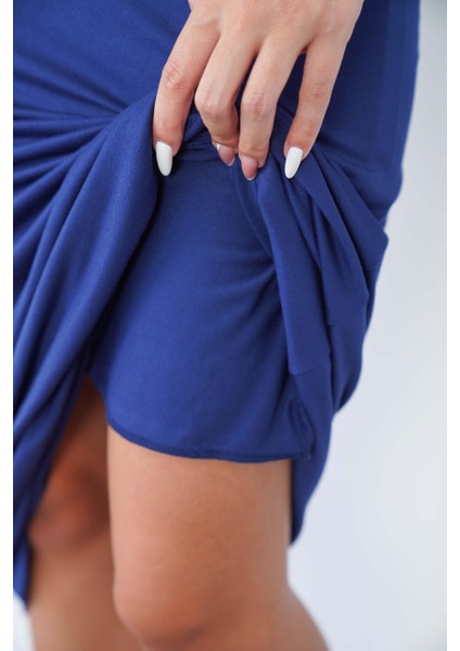 Viskon Tunik & Etek Takım-Lacivert