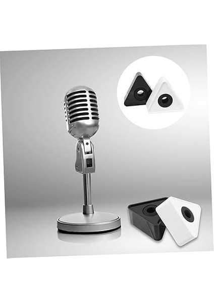 4ADET Lü Taşınabilir Abs Üçgen Şekilli Mikrofon Logo Bayrağı Istasyonu Profesyonel ve Dayanıklı Tasarım Röportaj Mikrofonları Için Uygun Esnek Kullanım modelleri