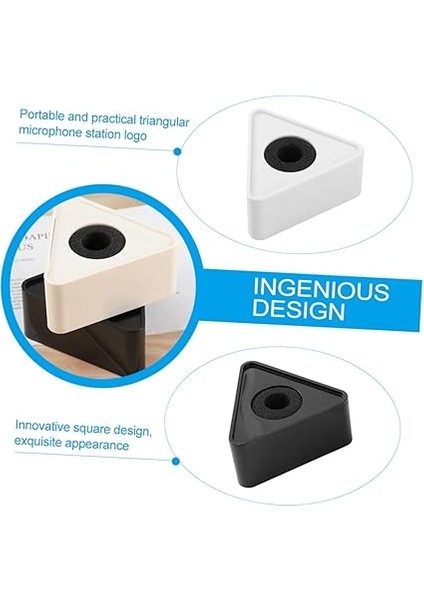 4ADET Lü Taşınabilir Abs Üçgen Şekilli Mikrofon Logo Bayrağı Istasyonu Profesyonel ve Dayanıklı Tasarım Röportaj Mikrofonları Için Uygun Esnek Kullanım indirimleri