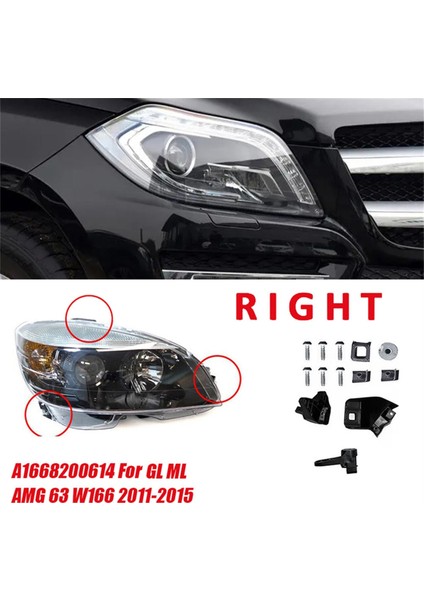 1paır Ön Far Rs Braket Onarım Montaj Kitleri Mercedes-Benz Gls Gl ml Sınıfı W166 11-15 A1668200514 A1668200614 (Yurt Dışından) fırsatları