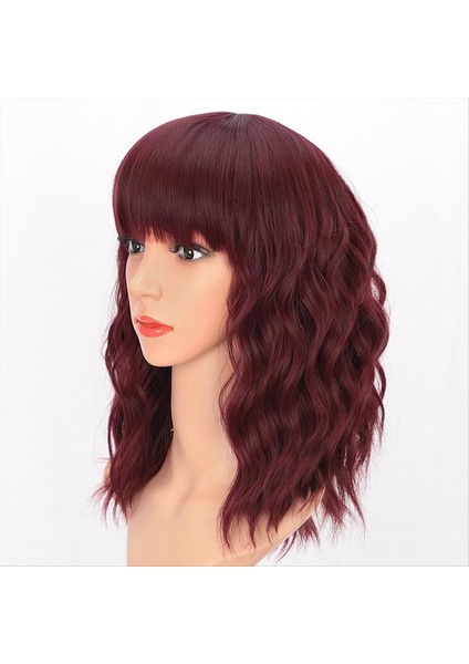Peruk Sentetik Dalgalı Saç Kısa Dalgalı Saç Peruk Kısa Kıvırcık Saç Patlama ile Moda Cos Wig Kadın Peruk (Yurt Dışından) indirimleri