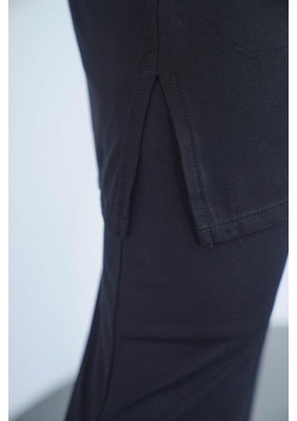 Viskon Kolsuz Tunik ve Etek Takım-Siyah indirimleri