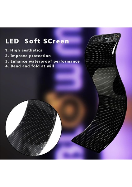 Kamyon LED Gözler Hafif, Renkli Göz Lambası Yumuşak Ekran Araç Pencereleri, Programlanabilir Esnek LED Ekran Uygulaması Uzaktan A (Yurt Dışından)