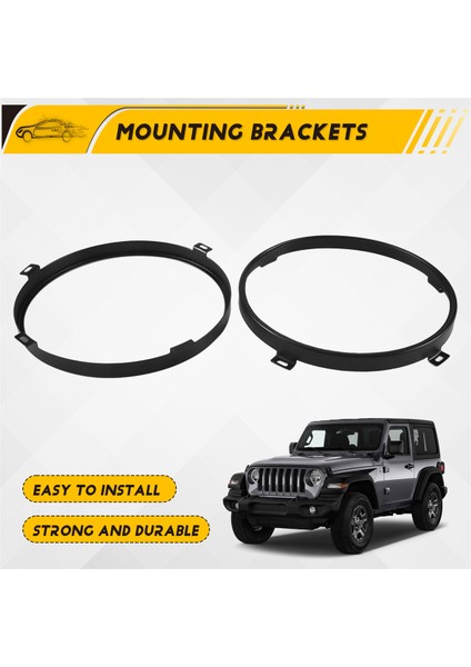 Jeep Wrangler Için 2pcs Jk Tj 07-17 7 Inç LED Far Yuvarlak Yuvarlak Halka Montaj Braketi Far Montaj Lambası Tutucuları Siyah (Yurt Dışından) fırsatları
