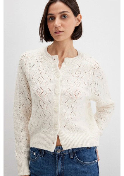 Kadın Yün Karışımlı Ekru Hırka 1710812-70057 modelleri