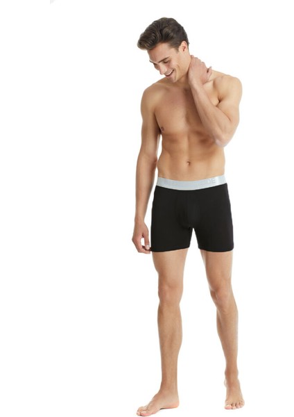 Erkek Modal Elastan Boxer Silver 9303 - Siyah