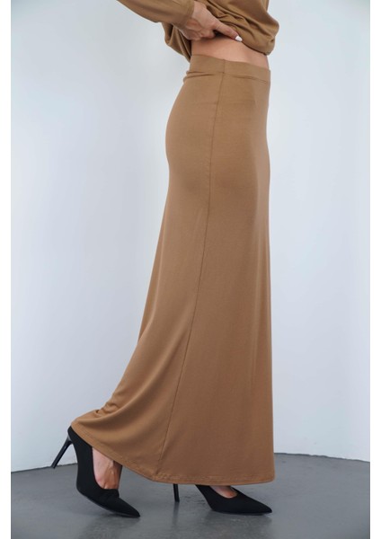 Viskon Dik Yaka Tunik ve Etek Takım-Tarçın indirimleri