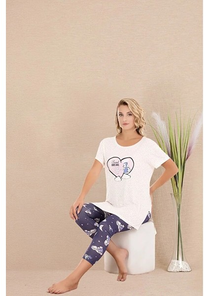 Lady Lingerie Kısa Kollu Açık Yakalı Kapri Taytlı Kadın Pijama Takımı fiyatları