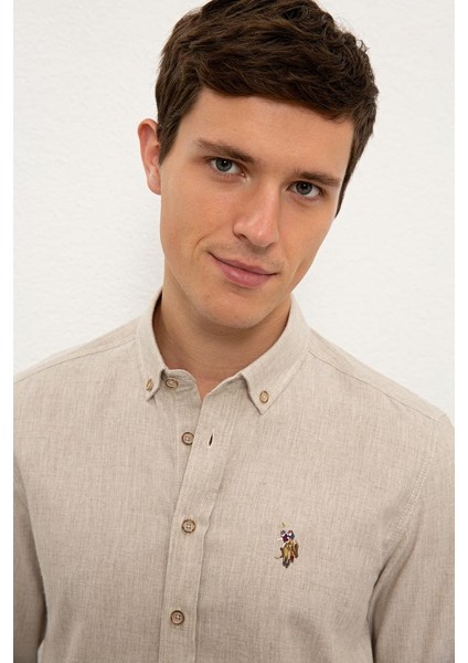 AKIS025K U.s Polo Assn. Erkek Uzun Kol Gömlek 2225603 Bej fiyatları