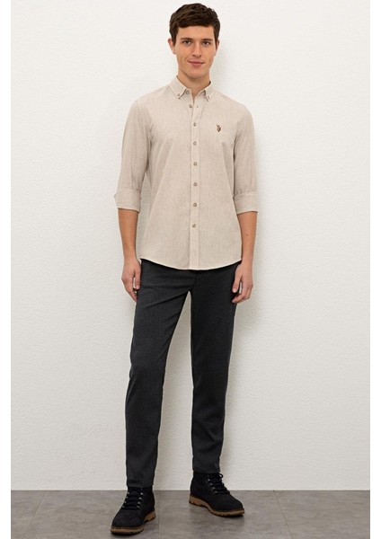 AKIS025K U.s Polo Assn. Erkek Uzun Kol Gömlek 2225603 Bej fırsatları