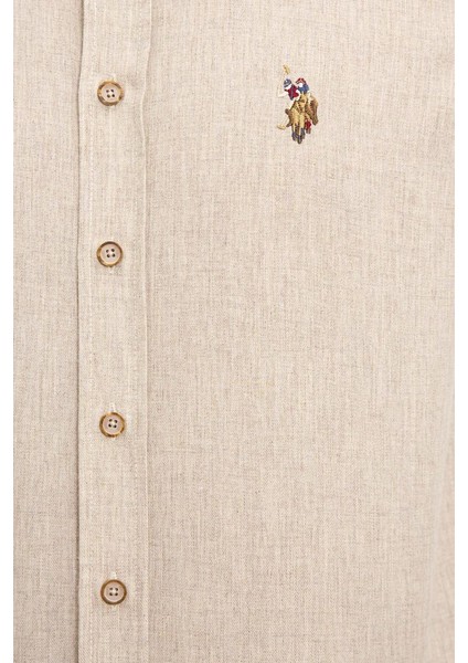 AKIS025K U.s Polo Assn. Erkek Uzun Kol Gömlek 2225603 Bej indirimleri