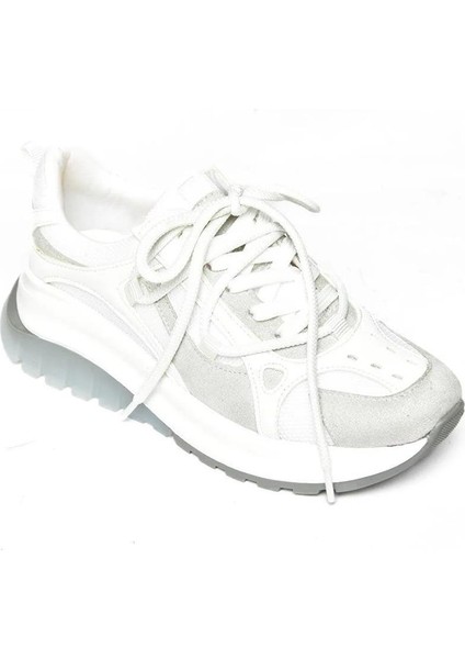 Bağcıklı Unisex Termo Taban Spor Outdoor Ayakkabı-Beyaz-Gri indirimleri