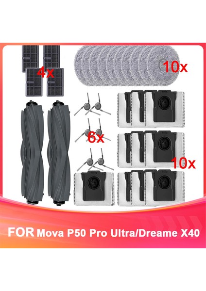 P50 Pro Ultra/ X40 Ultra Complete/robot Süpürge, Ana Fırça, Paspas, Filtreler, Toz Torbası Için Yedek Parçalar (Yurt Dışından)