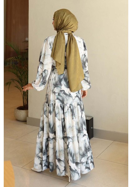 Kadın Bdart Düğmeli ve Kuşak Detaylı Bisiklet Yaka Maxi Elbise Gri indirimleri