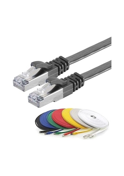 Cat7 Yassı Ftp Ethernet Network Lan Internet Kablosu, Siyah 15 Metre fiyatları