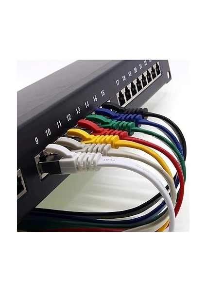 Cat7 Yassı Ftp Ethernet Network Lan Internet Kablosu, Siyah 15 Metre indirimleri