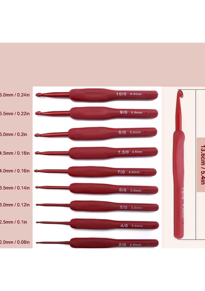 Kırmızı Red Örgü Tığ Seti Çanta ve Makas | 9 Adet Tığ indirimleri