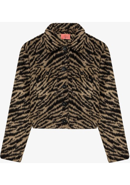 Desenli Crop Kadın Ceket CKT00885 Siyah indirimleri