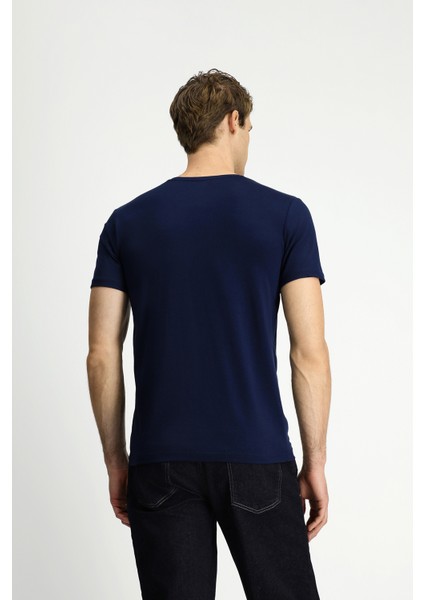 Bisiklet Yaka Slim Fit Dar Kesim Süprem Pamuklu Tişört