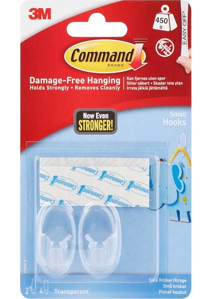 17092 Şeffaf Askı, Küçük Boy, Iz Bırakmaz, Güçlü Yapıştırıcı