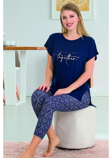 Lady Lacivert Bayan Kapri Pijama Takımı fiyatları